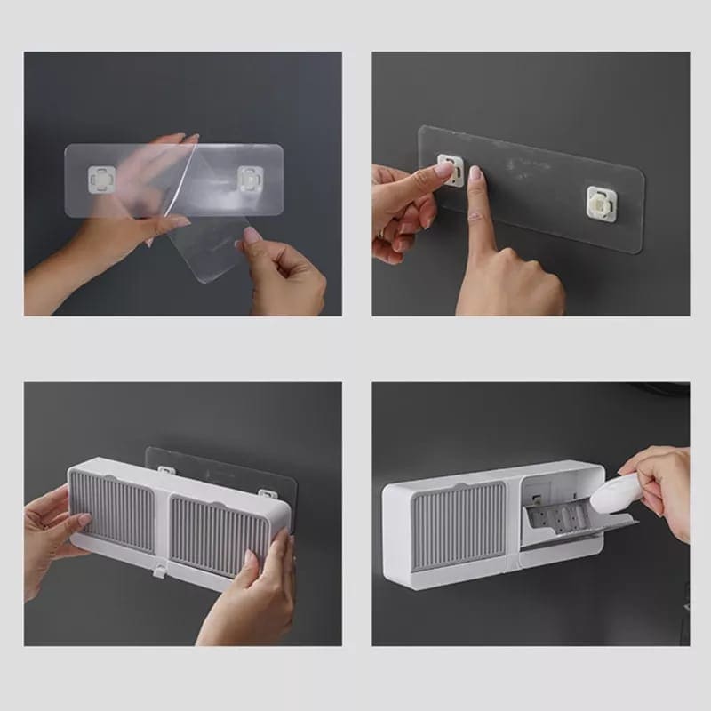 Clam Shell Bar Soap Holder With Drain And Water Tray, Soap Dish for Shower Wall, Wall Mounted Soap Bar Holder For Kitchen Bathroom Clam Shell Bar Soap Holder With Drain And Water Tray, Soap Dish for Shower Wall, Wall Mounted Soap Bar Holder For Kitchen Bathroom